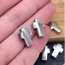 Бусина сталь крест, цвет серебро 14 мм Бусина сталь крест, цвет серебро 14 мм