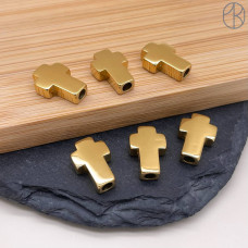 Бусина сталь крест, цвет золото 14 мм Бусина сталь крест, цвет золото 14 мм