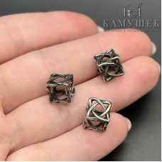 Бусина сталь куб плетеный, цвет серебро 8 мм