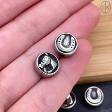 Бусина сталь лошадь и подкова, цвет серебро 10 мм