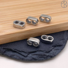 Бусина сталь на 2 ряда, цвет серебро 11х6 мм Бусина сталь на 2 ряда, цвет серебро 11х6 мм