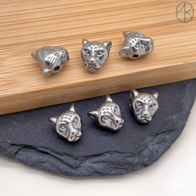 Бусина сталь пантера, цвет серебро 10 мм