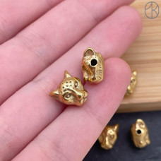 Бусина сталь пантера, цвет золото 10 мм