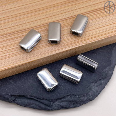 Бусина сталь прямоугольник, цвет серебро 11 мм 