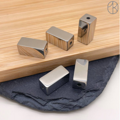 Бусина сталь прямоугольник, цвет серебро 17 мм 