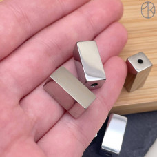 Бусина сталь прямоугольник, цвет серебро 17 мм Бусина сталь прямоугольник, цвет серебро 17 мм