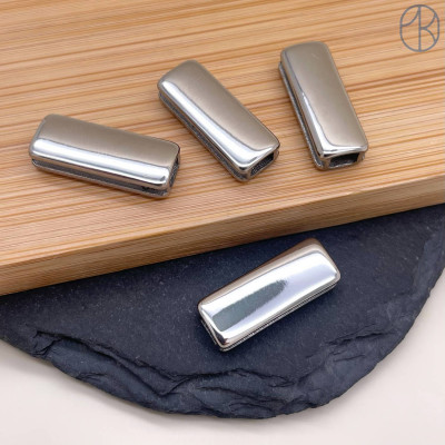 Бусина сталь прямоугольник, цвет серебро 20 мм 