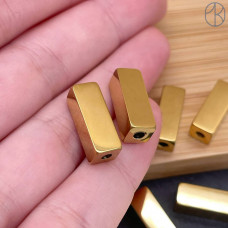 Бусина сталь прямоугольник, цвет золото 15 мм Бусина сталь прямоугольник, цвет золото 15 мм