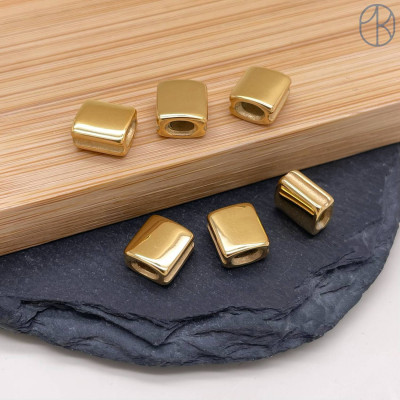 Бусина сталь прямоугольник, цвет золото 8 мм 