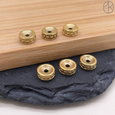 Бусина сталь рондель точки, цвет золото 8х3 мм 