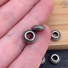 Бусина сталь рондель узор 8х3 мм 