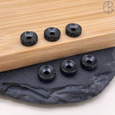 Бусина сталь рондель узор, цвет черный 8х2 мм 