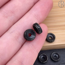 Бусина сталь рондель узор, цвет золото 8х2 мм 