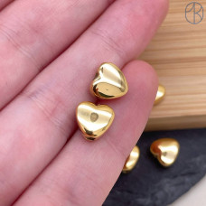 Бусина сталь сердце, цвет золото 7 мм Бусина сталь сердце, цвет золото 7 мм