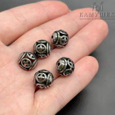 Бусина сталь шар, цвет серебро 10 мм