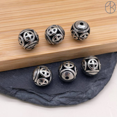 Бусина сталь шар, цвет серебро 10 мм