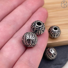 Бусина сталь шар, цвет серебро 11 мм