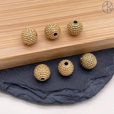 Бусина сталь шар, цвет золото 7 мм