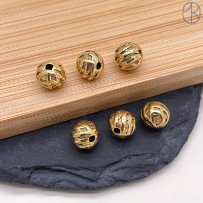 Бусина сталь шар, цвет золото 8 мм