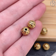 Бусина сталь шар, цвет золото 8 мм