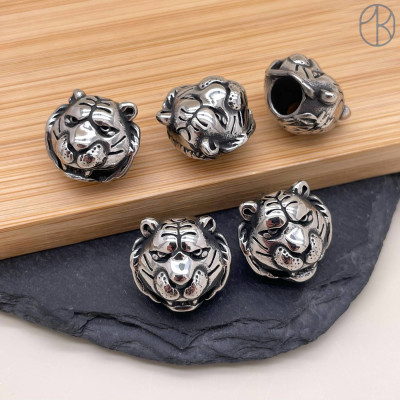 Бусина сталь тигр, цвет серебро 16 мм