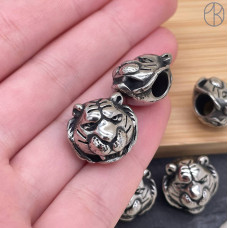 Бусина сталь тигр, цвет серебро 16 мм