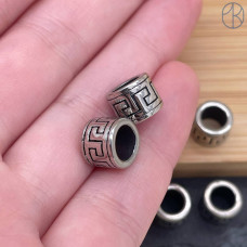 Бусина сталь узор, цвет серебро 7х9 мм