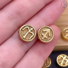 Бусина Стрелец сталь, цвет золото 10 мм