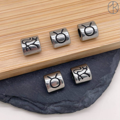 Бусина Телец сталь, цвет серебро 9 мм