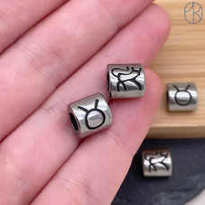 Бусина Телец сталь, цвет серебро 9 мм