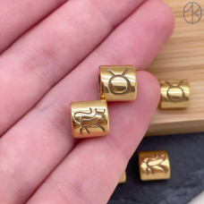 Бусина Телец сталь, цвет золото 9 мм