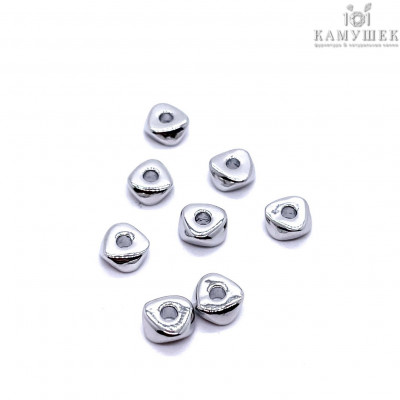 Бусина треугольник, цвет серебро 6 мм 
