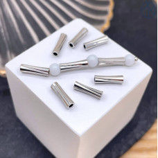 Бусина трубочка, цвет серебро 10х3 мм