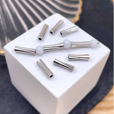 Бусина трубочка, цвет серебро 10х3 мм