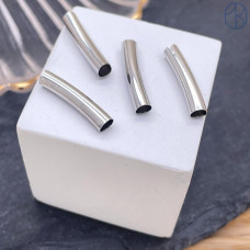 Бусина трубочка, цвет серебро 19х4 мм