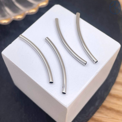 Бусина трубочка, цвет серебро 30х2 мм 