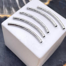 Бусина трубочка, цвет серебро 30х2 мм