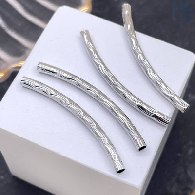 Бусина трубочка, цвет серебро 35х2 мм 