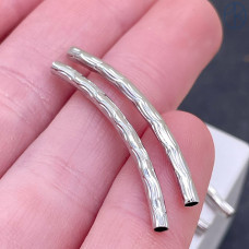 Бусина трубочка, цвет серебро 35х2 мм 