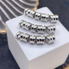 Бусина трубочка фриформ, цвет серебро 28х8 мм