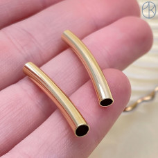 Бусина трубочка гладкая, цвет золото 30х5 мм