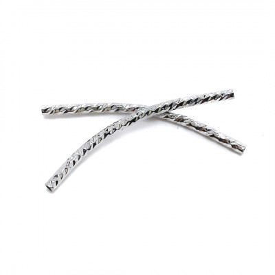 Бусина трубочка огранка, цвет серебро 30х2 мм