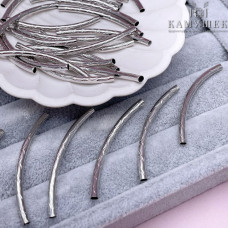 Бусина трубочка с рисунком, цвет серебро 