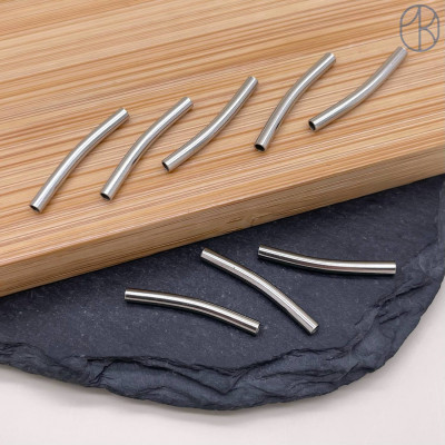 Бусина трубочка сталь 20х2 мм, цвет серебро 