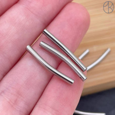 Бусина трубочка сталь 20х2 мм, цвет серебро 