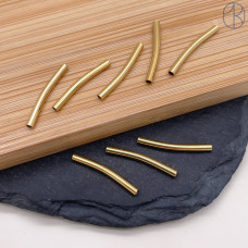 Бусина трубочка сталь 20х2 мм, цвет золото 18К