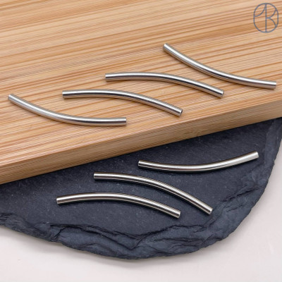 Бусина трубочка сталь 30х2 мм, цвет серебро 