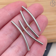 Бусина трубочка сталь 30х2 мм, цвет серебро 