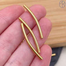 Бусина трубочка сталь 30х2 мм, цвет золото 18К 