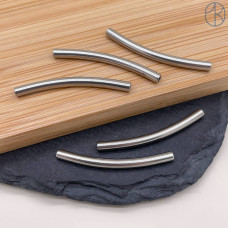 Бусина трубочка сталь 35х3 мм, цвет серебро